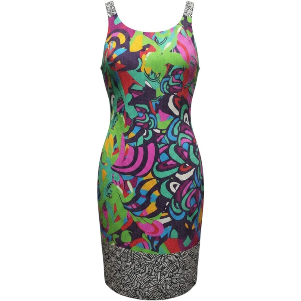 Signature by Robbie Bee Woman 16 Abstract Print Shift Dress Multi Color